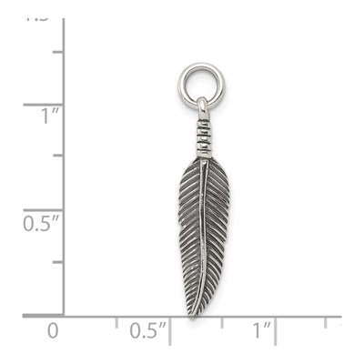 Sterling Silver Antiqued Feather Pendant – view 4