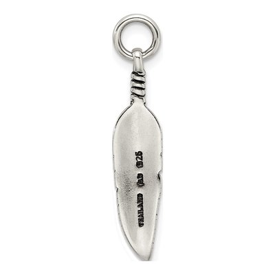 Sterling Silver Antiqued Feather Pendant – view 5