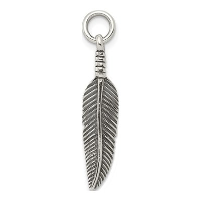 Sterling Silver Antiqued Feather Pendant