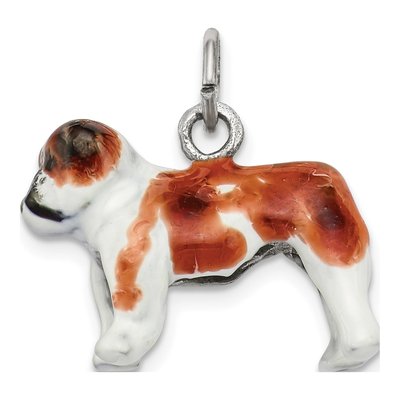 Sterling Silver Enameled Bulldog Pendant