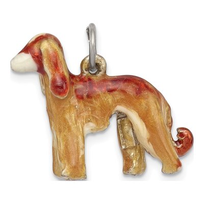 Sterling Silver Enameled Afghan Dog Pendant