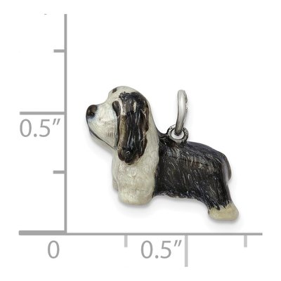 Sterling Silver Enameled Bearded Collie Charm – view 4