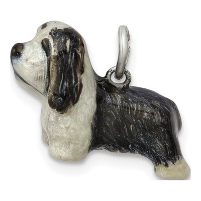 Sterling Silver Enameled Bearded Collie Charm