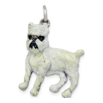 Sterling Silver Enamel Brussels Griffon Dog Charm