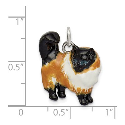 Sterling Silver Enameled Calico Cat Pendant – view 4