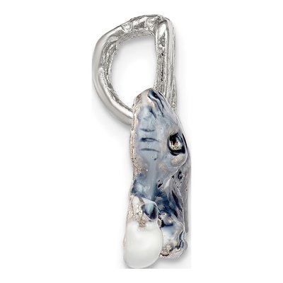 Sterling Silver Enamel Grey Cat Pendant – view 3