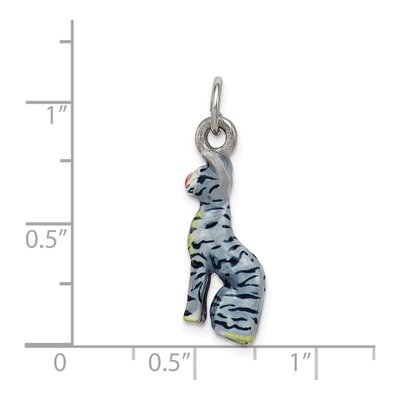 Sterling Silver Enamel Cat Sitting Pendant – view 4