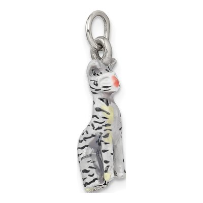 Sterling Silver Enamel Cat Sitting Pendant – view 6