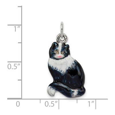 Sterling Silver Black Cat Enamel Charm – view 4