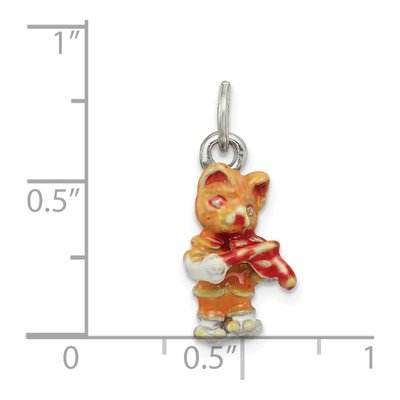 Sterling Silver Enamel Cat Playing Violin Charm – view 4