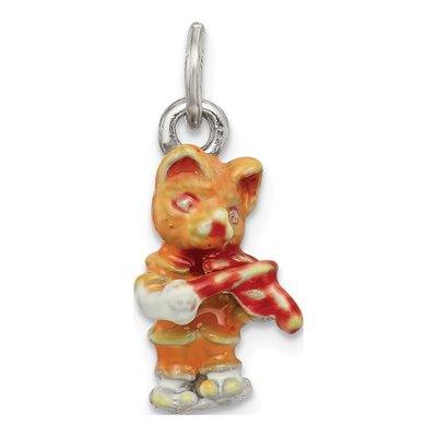 Sterling Silver Enamel Cat Playing Violin Charm