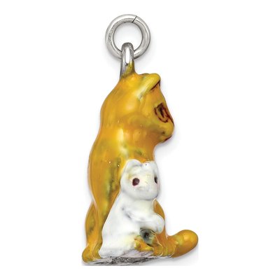 Sterling Silver Enamel Mom Kitten Cat Charm – view 2