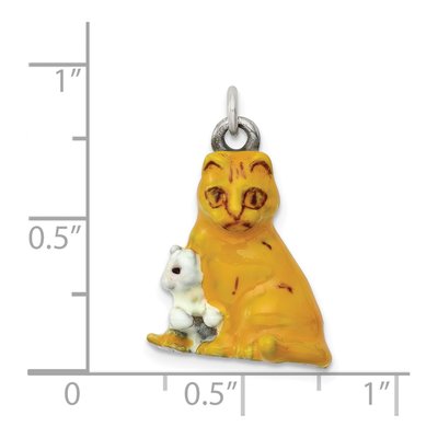 Sterling Silver Enamel Mom Kitten Cat Charm – view 3
