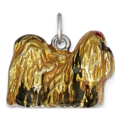 Sterling Silver Enameled Shih Tzu Pendant