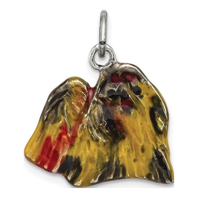 Sterling Silver Enameled Shih Tzu Pendant