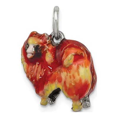 Sterling Silver Enameled Pekingese Charm