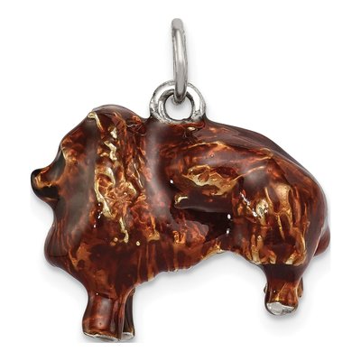 Sterling Silver Enameled Pomeranian Pendant