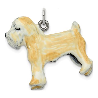 Sterling Silver Enamel Wheaton Terrier Charm