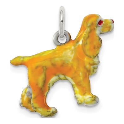 Sterling Silver Cocker Spaniel Enamel Charm