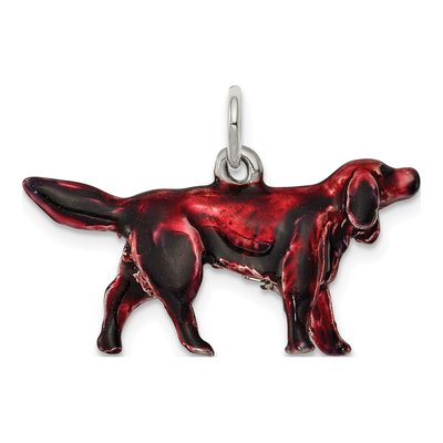 Sterling Silver Enameled Irish Setter Charm