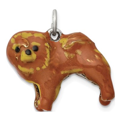 Sterling Silver Enameled Chow Dog Charm