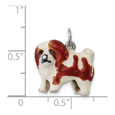 Sterling Silver Enameled Coton de Tulear Charm – view 4