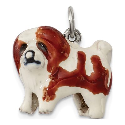 Sterling Silver Enameled Coton de Tulear Charm