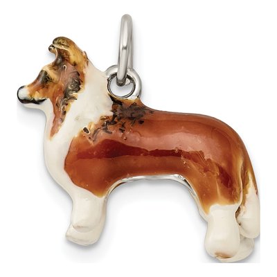 Sterling Silver Enameled Collie Charm – view 5