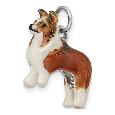 Sterling Silver Enameled Collie Charm – view 6