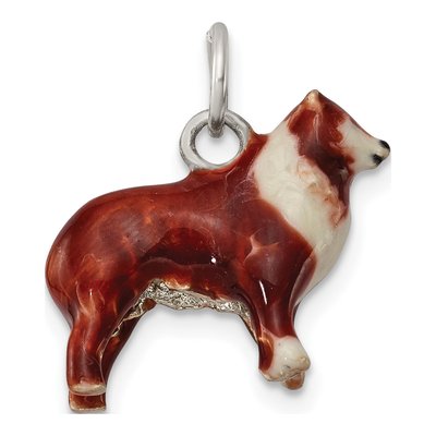 Sterling Silver Enameled Collie Charm