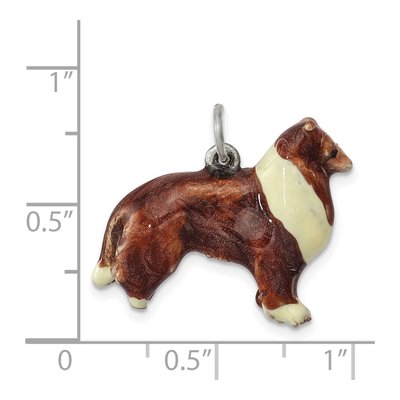 Sterling Silver Enameled Collie Pendant – view 4