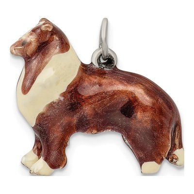 Sterling Silver Enameled Collie Pendant – view 5