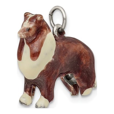 Sterling Silver Enameled Collie Pendant – view 6