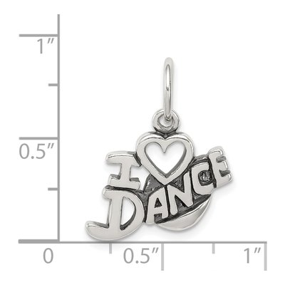 Sterling Silver Antiqued I Love Dance Charm – view 4