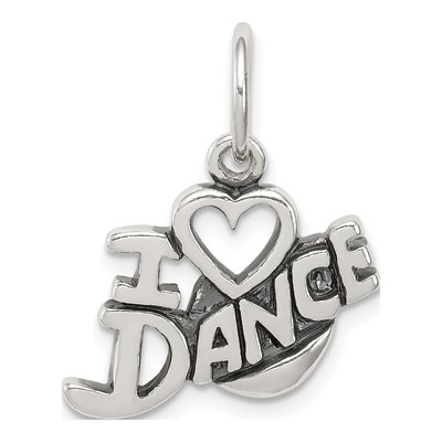 Sterling Silver Antiqued I Love Dance Charm