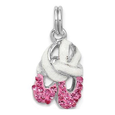 Sterling Silver CZ Enamel Ballet Slipper Charm