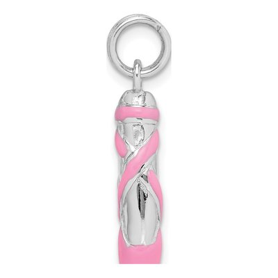 Sterling Silver Pink Enamel Ballet Slipper Charm – view 3