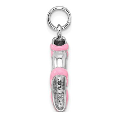 Sterling Silver Pink Enamel Ballet Slipper Charm – view 4