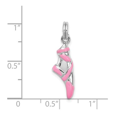 Sterling Silver Pink Enamel Ballet Slipper Charm – view 5
