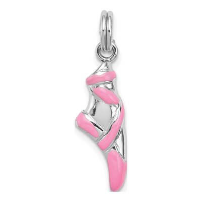 Sterling Silver Pink Enamel Ballet Slipper Charm
