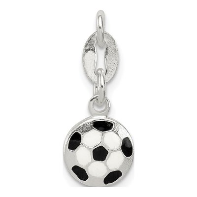 Sterling Silver Enameled Soccer Ball Charm