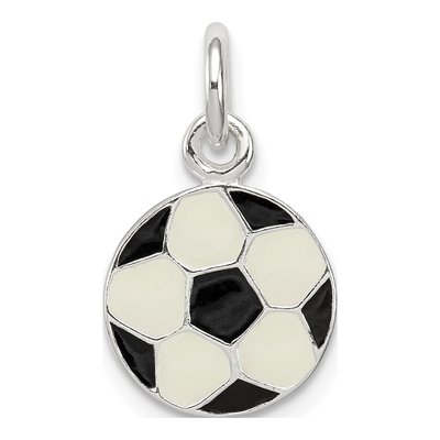 Sterling Silver Enameled Soccer Ball Charm