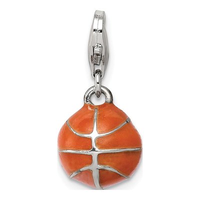 Sterling Silver 3D Enamel Basketball Charm – view 3