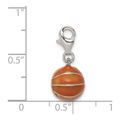Sterling Silver 3D Enamel Basketball Charm – view 4