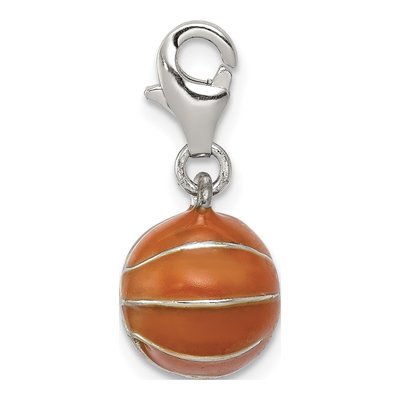 Sterling Silver 3D Enamel Basketball Charm