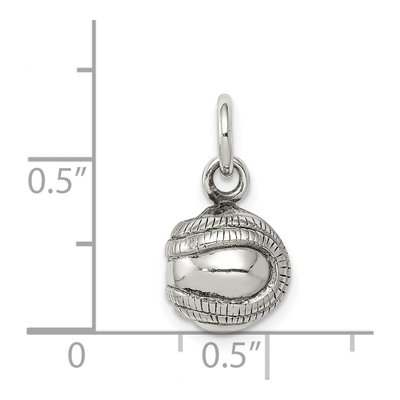 Sterling Silver 3D Baseball Charm – view 4