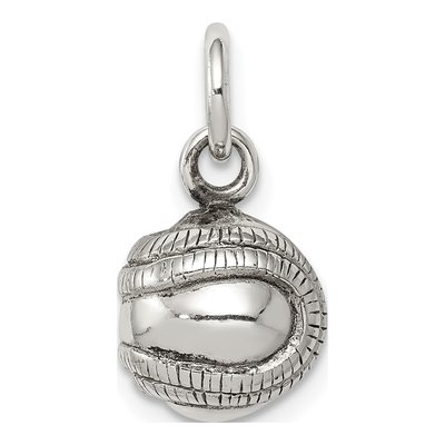 Sterling Silver 3D Baseball Charm