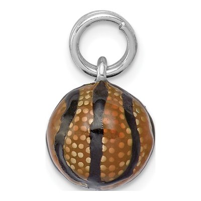 Sterling Silver 3D Enamel Basketball Charm – view 3