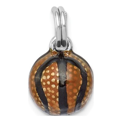 Sterling Silver 3D Enamel Basketball Charm