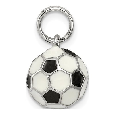Sterling Silver Enameled Soccer Ball Charm – view 3